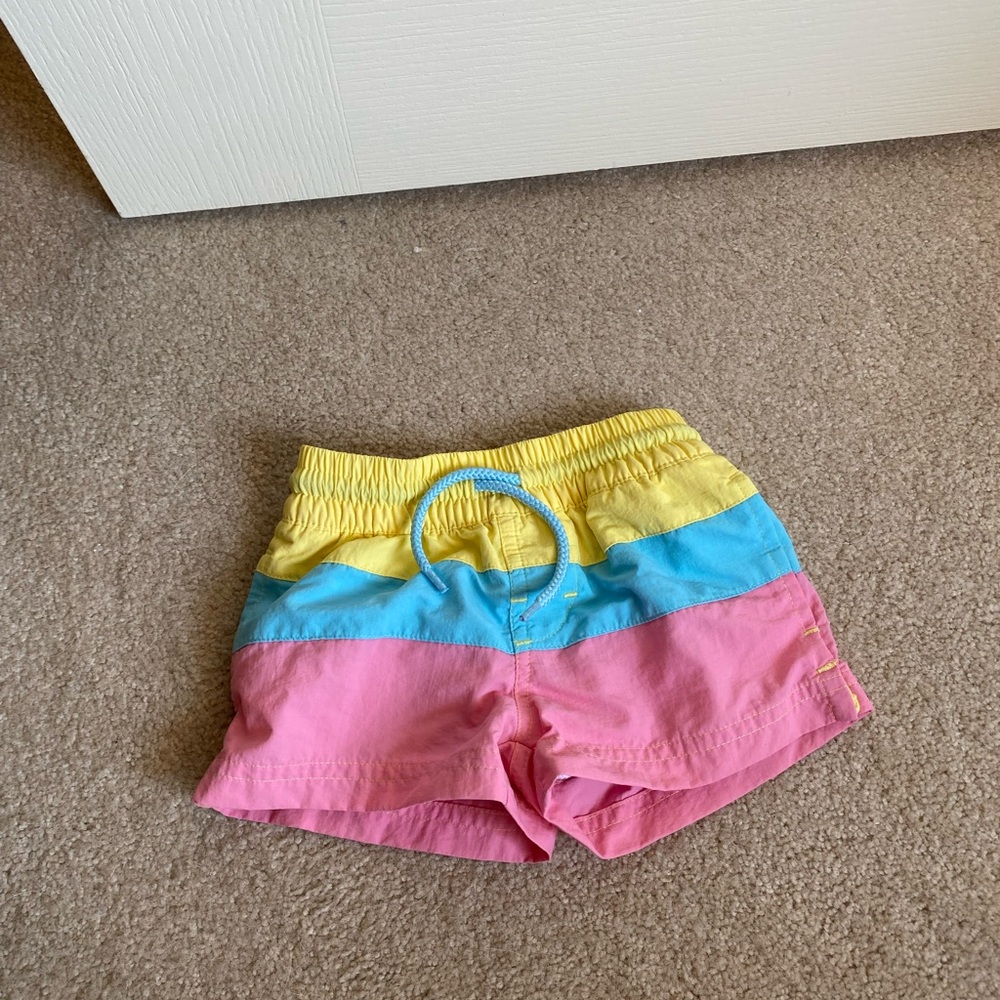 The Beaufort Bonnet Company Yellow, Blue, and Pink Kids swim Shorts